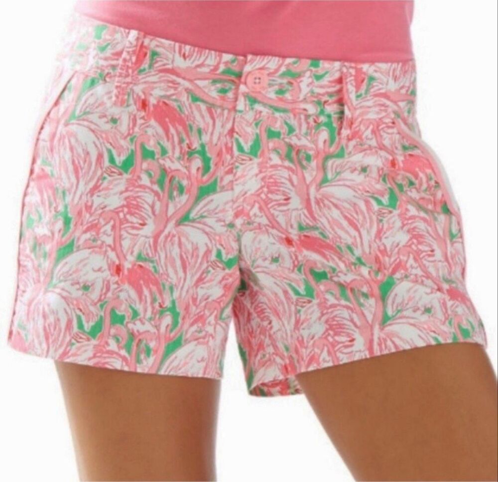 Lilly Pulitzer Pink Flamingo The Callahan Short Size 4 Pink & Green